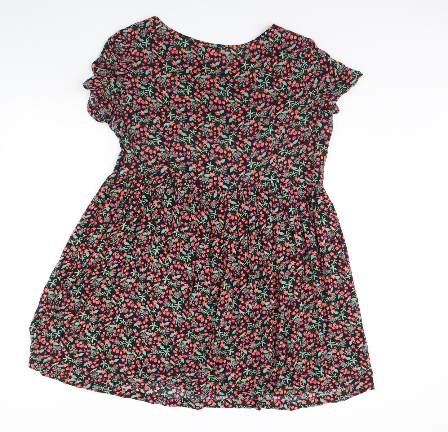 M&S Womens Black Floral  Fit & Flare  Size 16