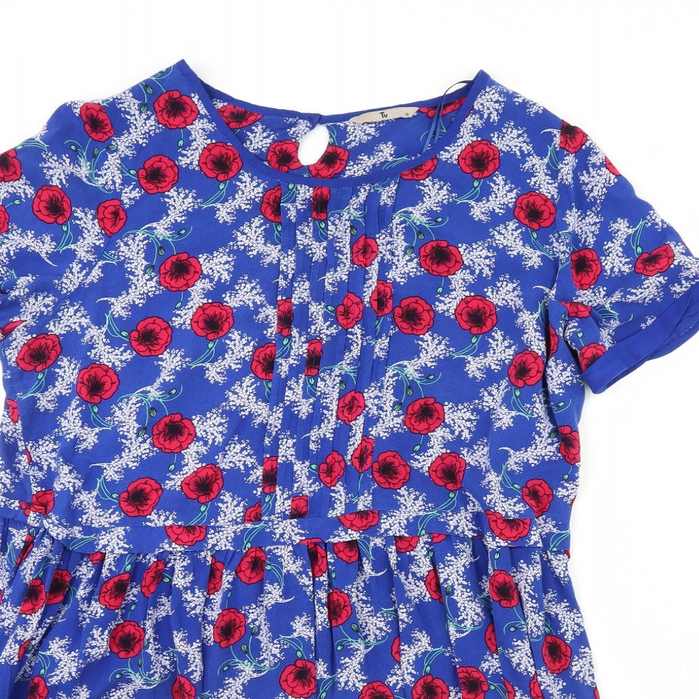 TU Womens Blue Floral  Fit & Flare  Size 18