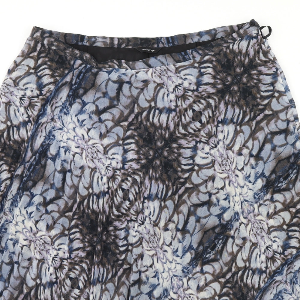 M&S Womens Blue Floral  Flare Skirt Size 18