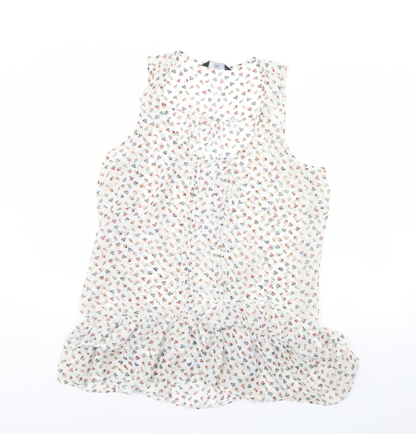 F&F Womens Ivory Floral  Basic Blouse Size 16