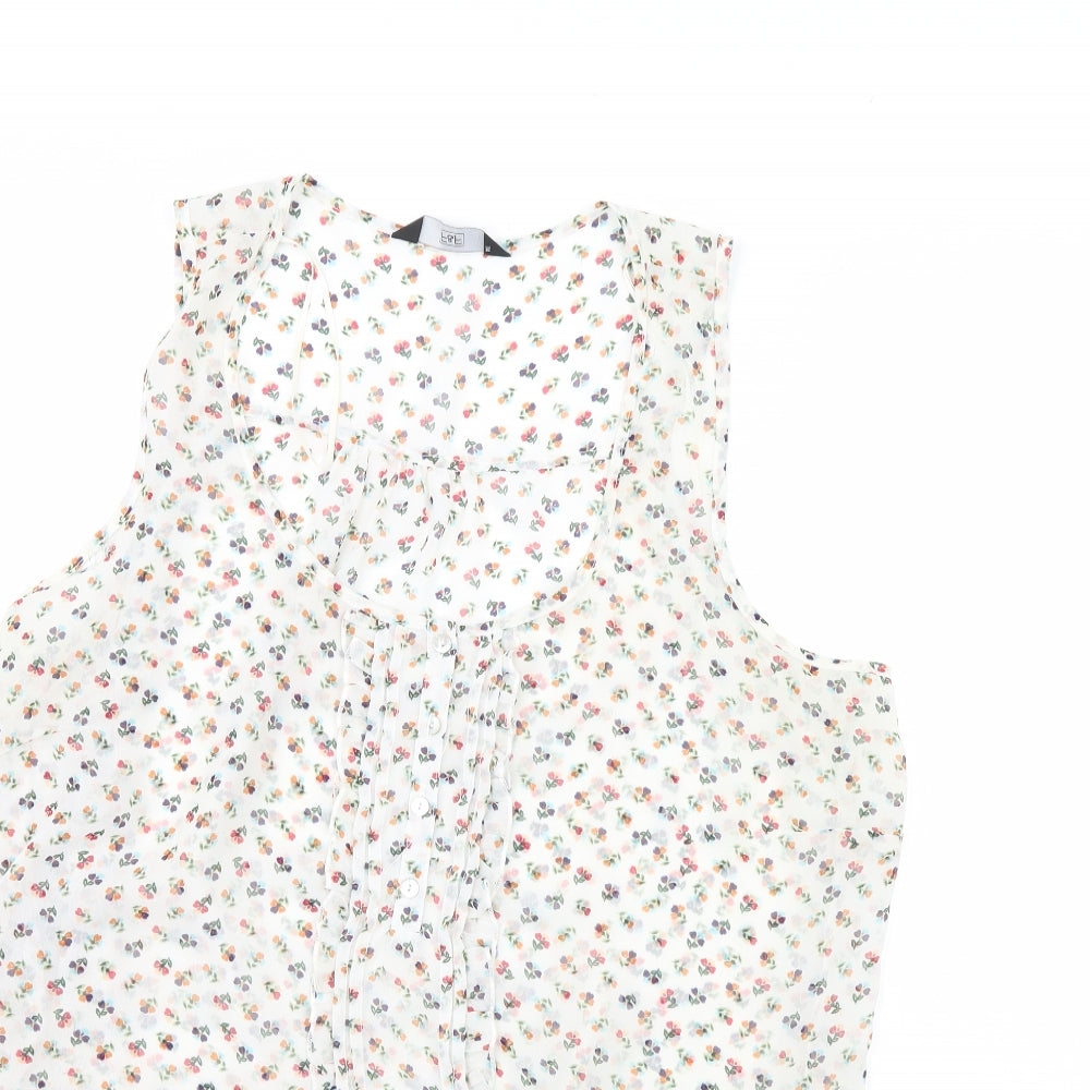 F&F Womens Ivory Floral  Basic Blouse Size 16