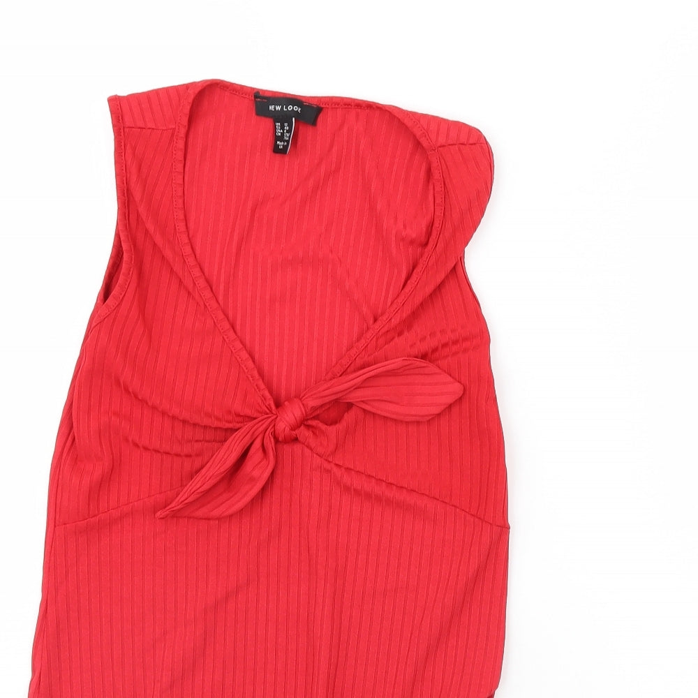 New Look Womens Red   Bodysuit One-Piece Size 10