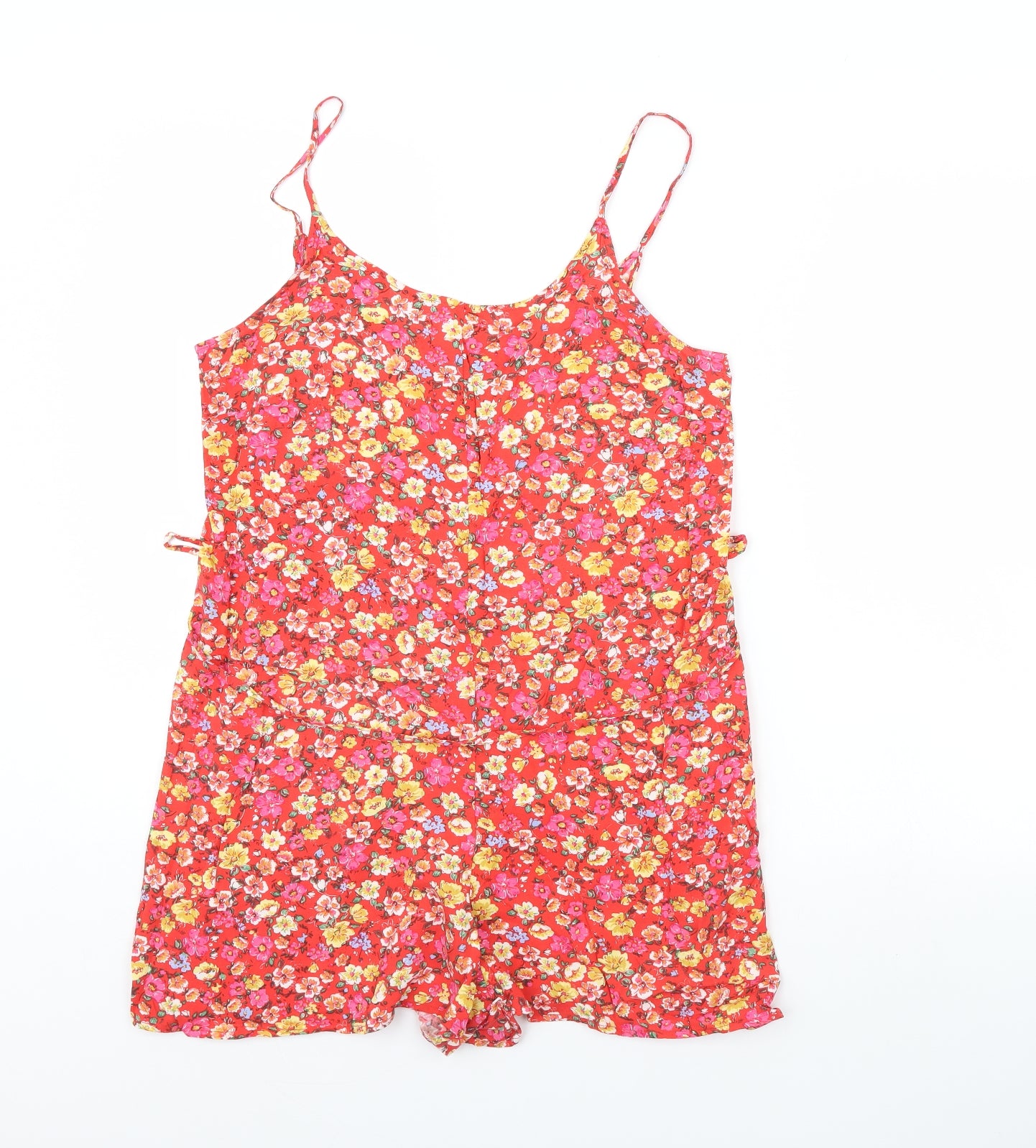 New Look Womens Red Floral  Playsuit One-Piece Size 10