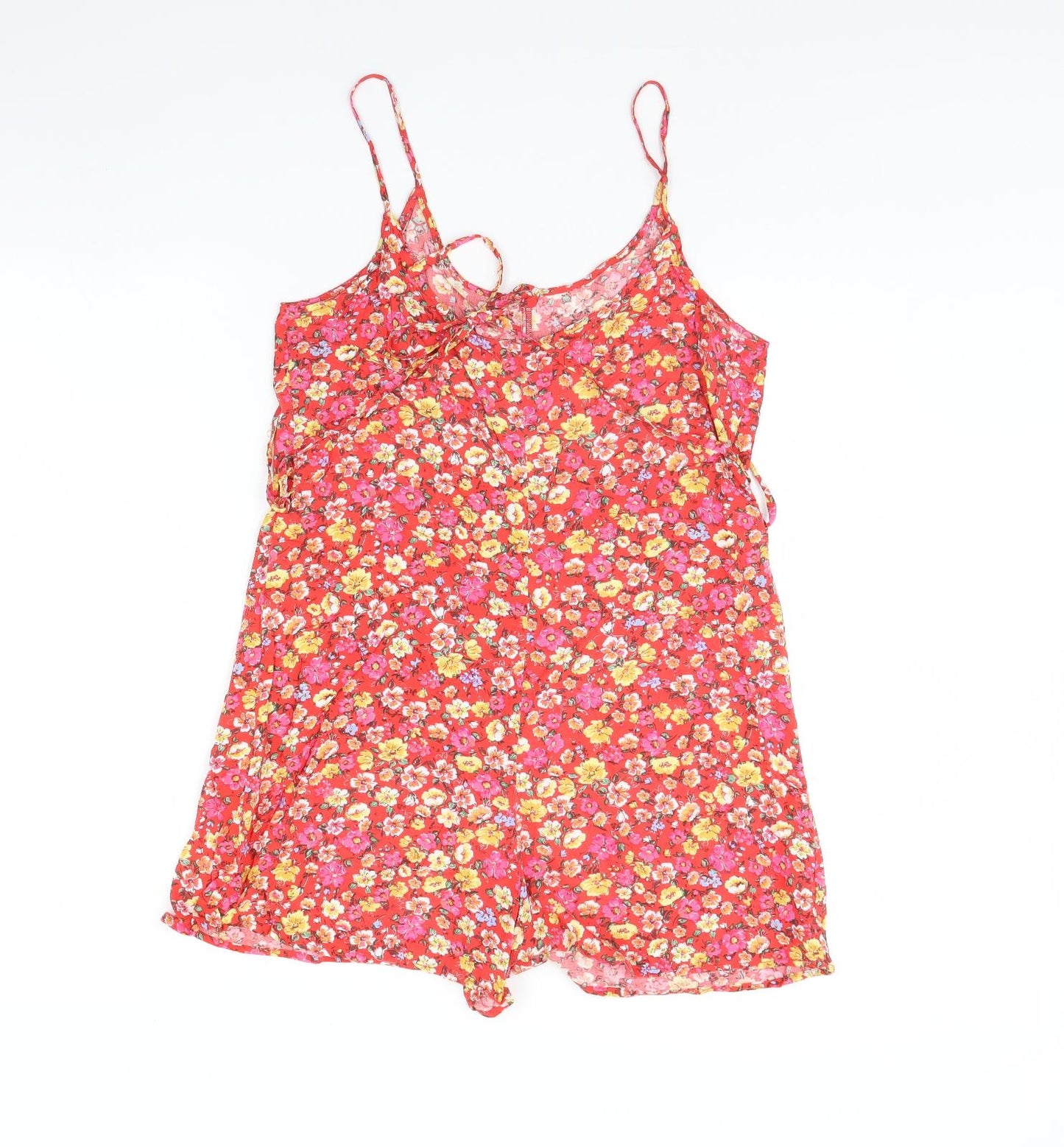 New Look Womens Red Floral  Playsuit One-Piece Size 10
