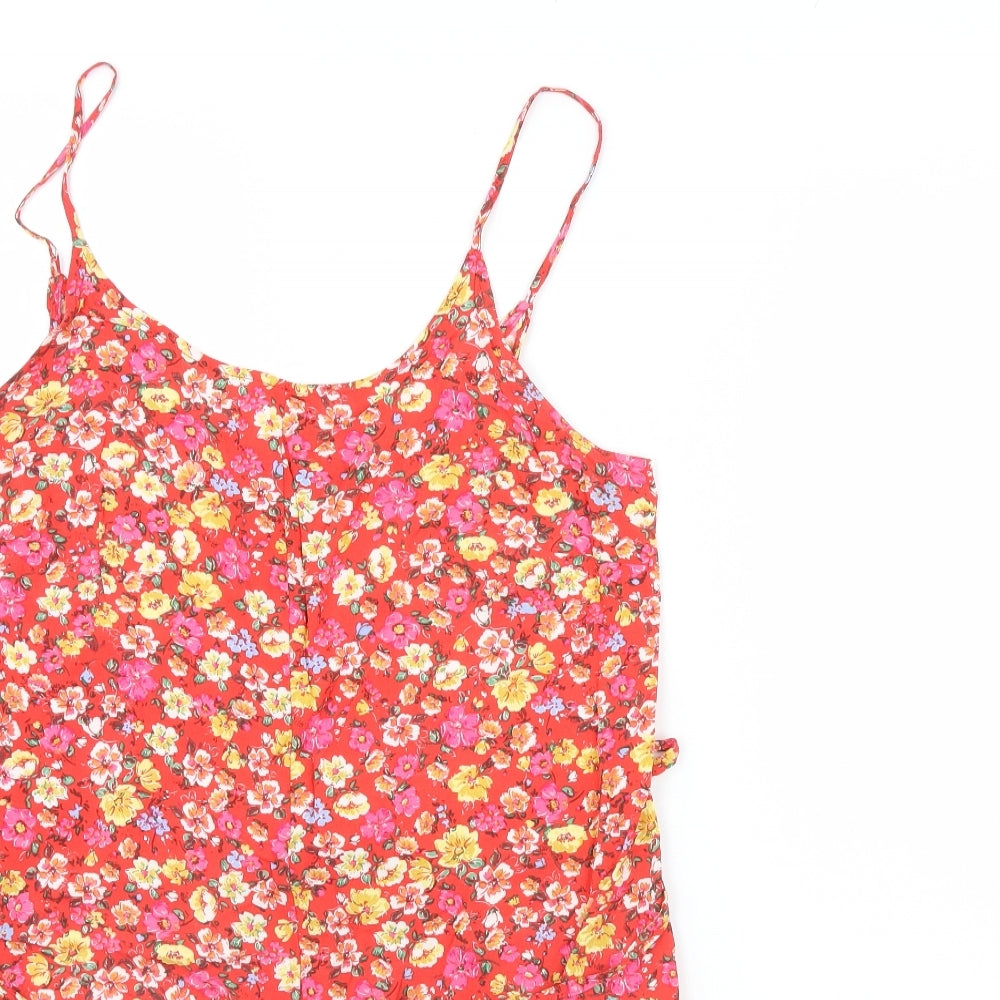 New Look Womens Red Floral  Playsuit One-Piece Size 10