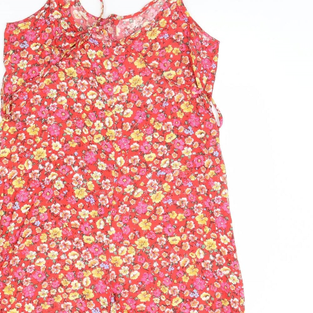 New Look Womens Red Floral  Playsuit One-Piece Size 10