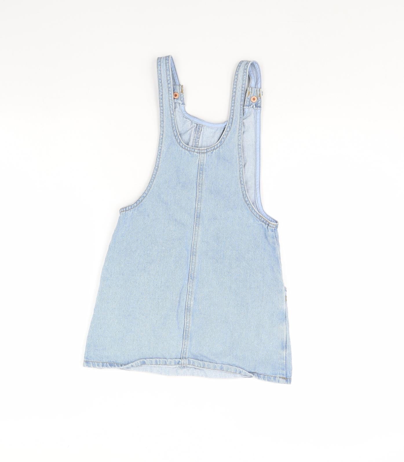 NEXT Girls Blue  Denim Pinafore/Dungaree Dress  Size 7 Years