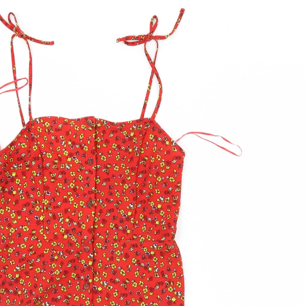 Topshop Womens Red Floral  Mini  Size 10
