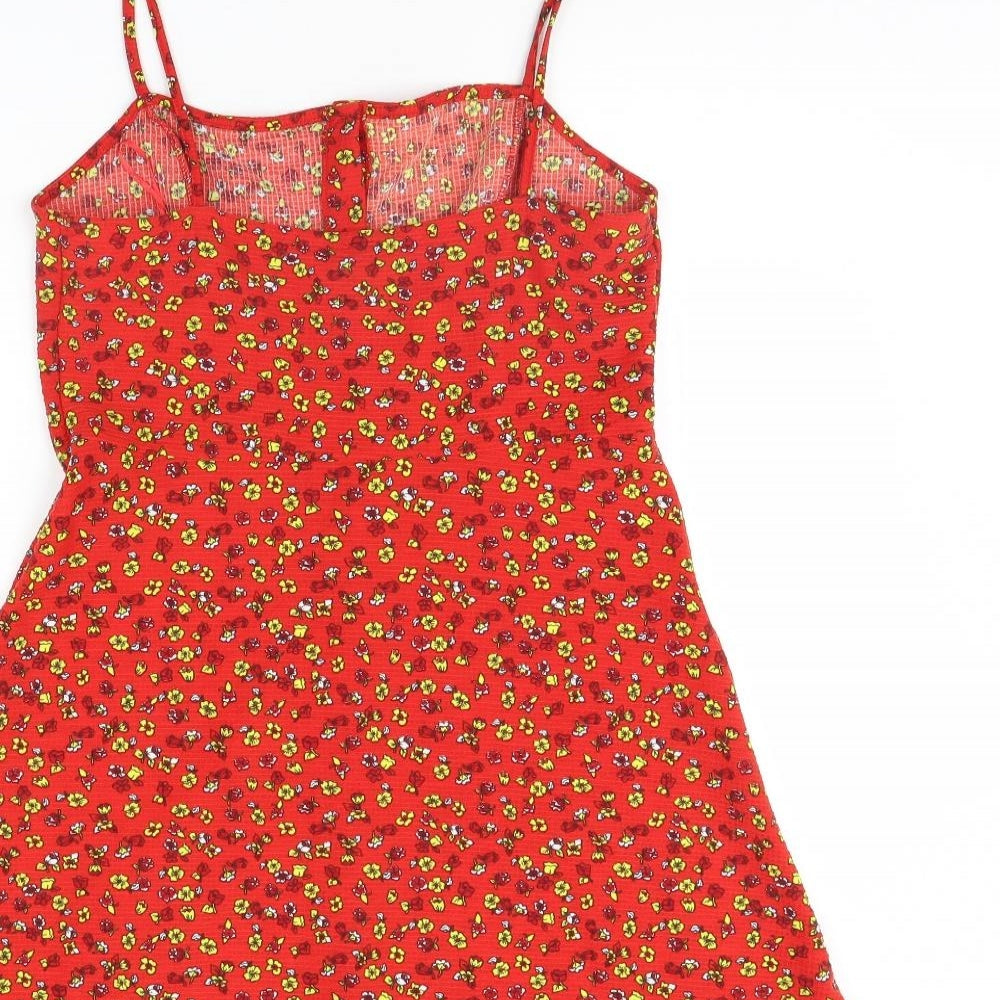 Topshop Womens Red Floral  Mini  Size 10