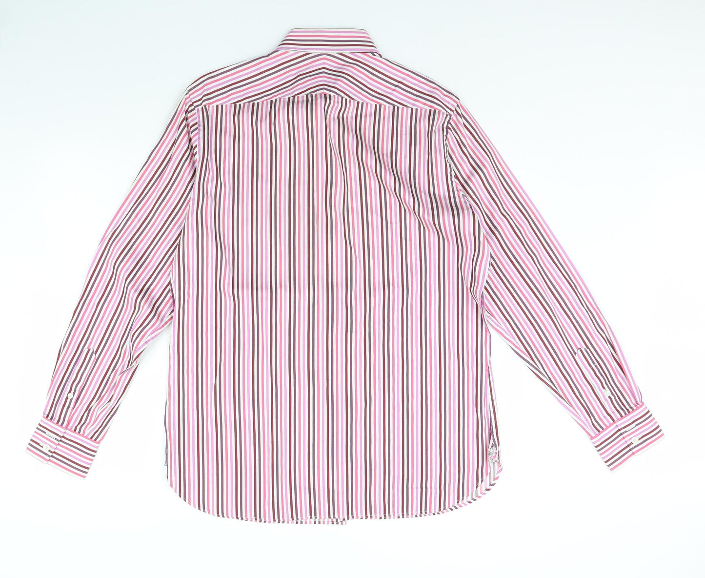 St George Mens Pink Striped   Dress Shirt Size 16