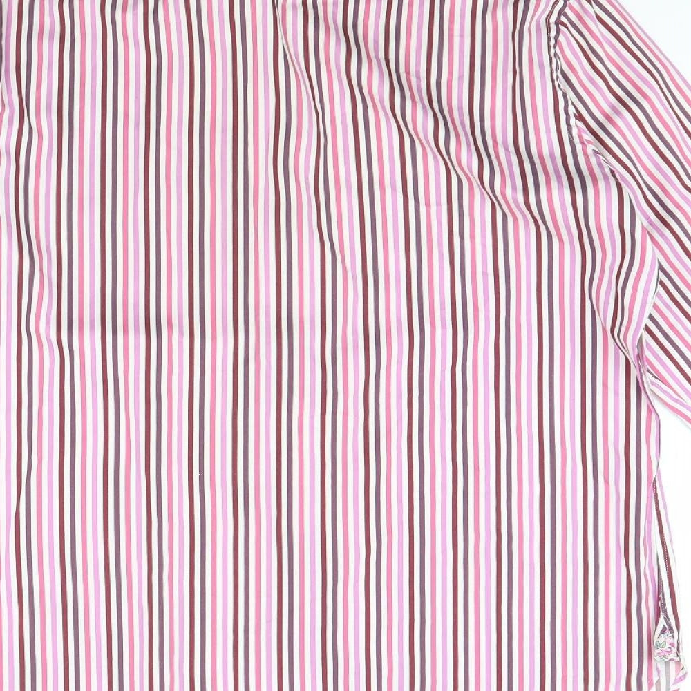 St George Mens Pink Striped   Dress Shirt Size 16