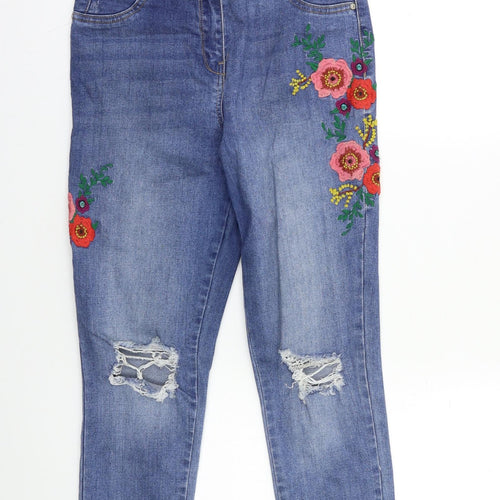 Matalan  Womens Blue   Skinny Jeans Size 10 L25 in - Embroidered