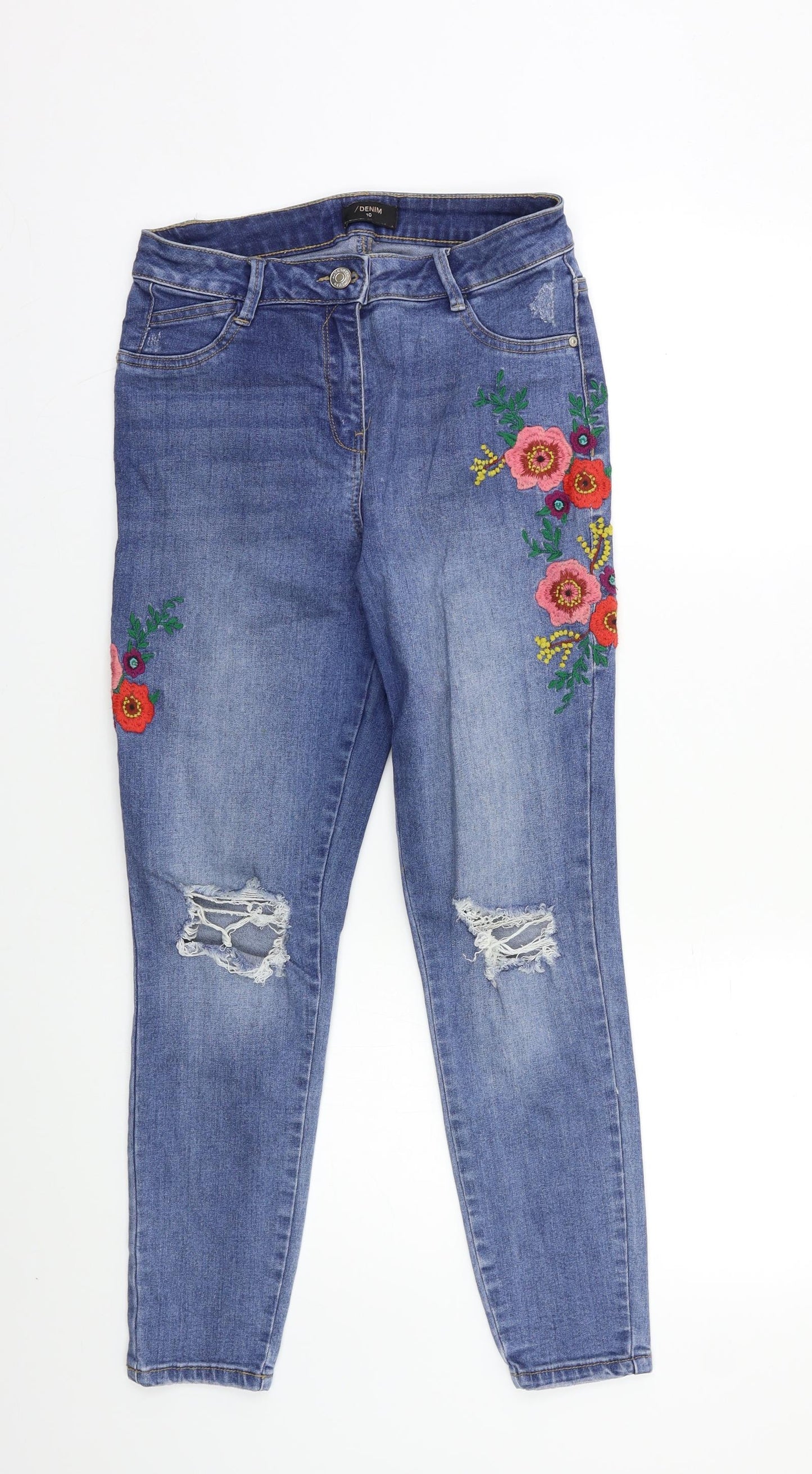 Matalan  Womens Blue   Skinny Jeans Size 10 L25 in - Embroidered