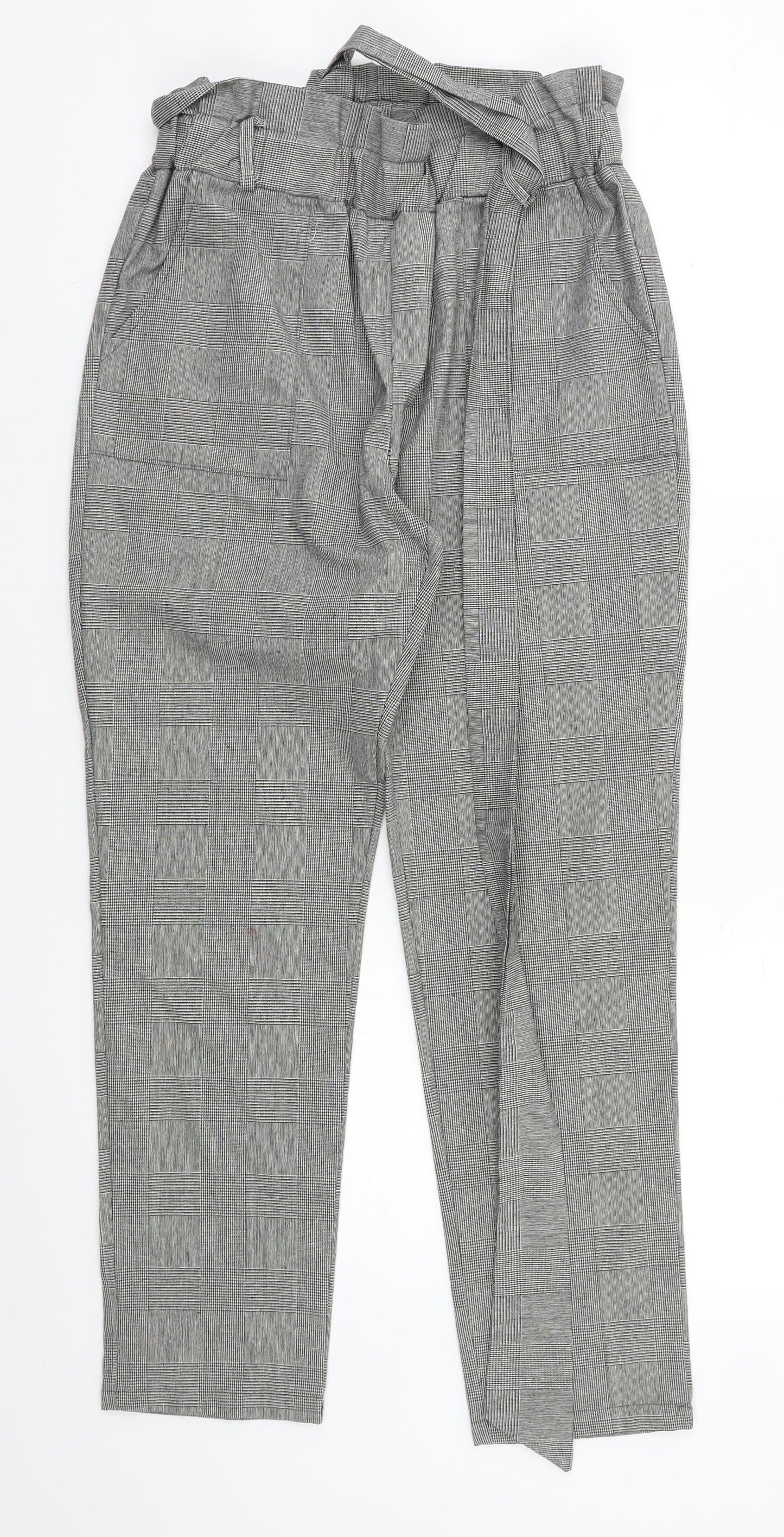 Preworn Womens Grey Check  Trousers  Size 8 L25 in