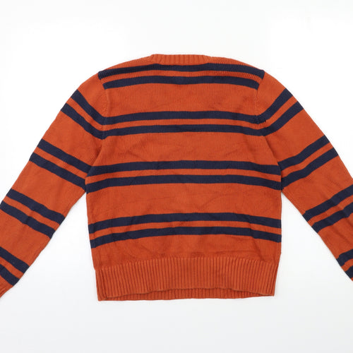 Lands' End Girls Orange Striped  Pullover Jumper Size 10-11 Years