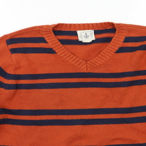 Lands' End Girls Orange Striped  Pullover Jumper Size 10-11 Years