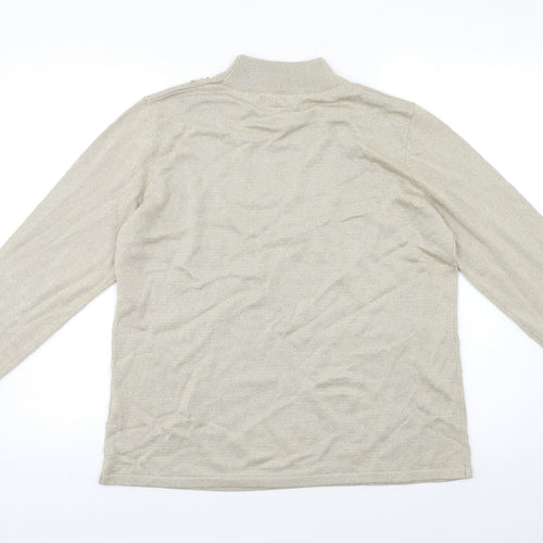 Bonmarché Womens Beige   Pullover Jumper Size M  - Embelished Neckline