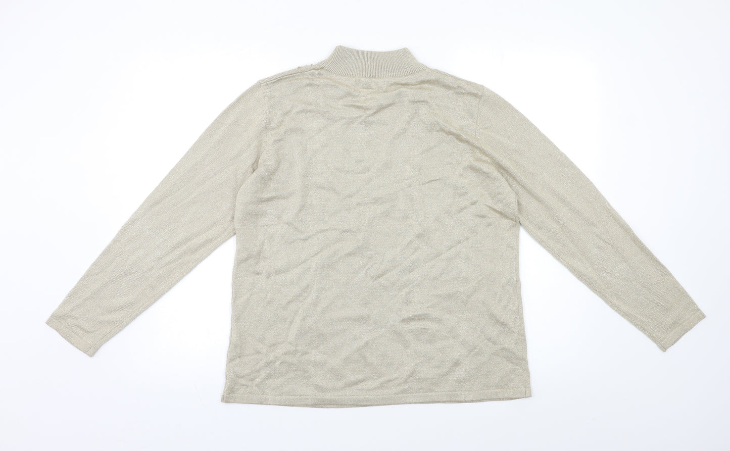 Bonmarché Womens Beige   Pullover Jumper Size M  - Embelished Neckline