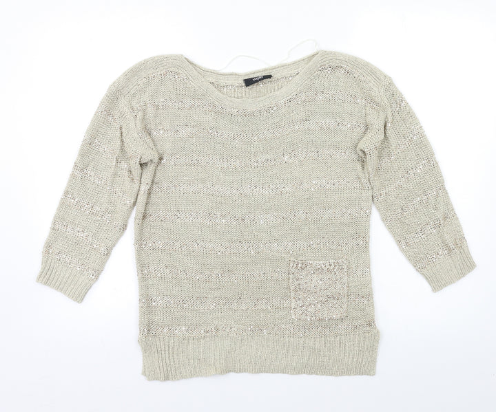 Wallis Womens Beige Striped  Pullover Jumper Size S  - Sequin