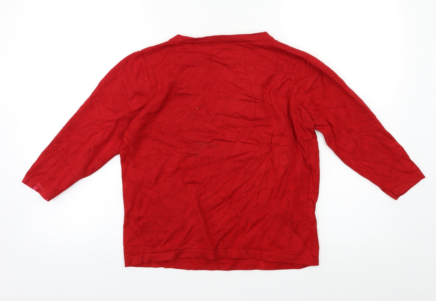 BM Womens Red   Pullover Jumper Size S  - Embelished Neckline