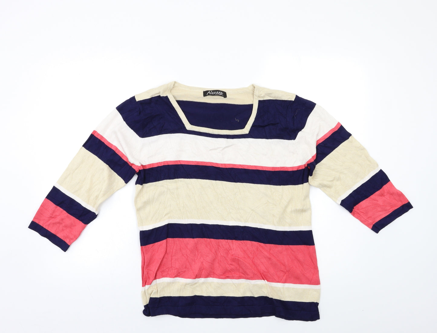 Alexara Womens Multicoloured Striped  Pullover Jumper Size L