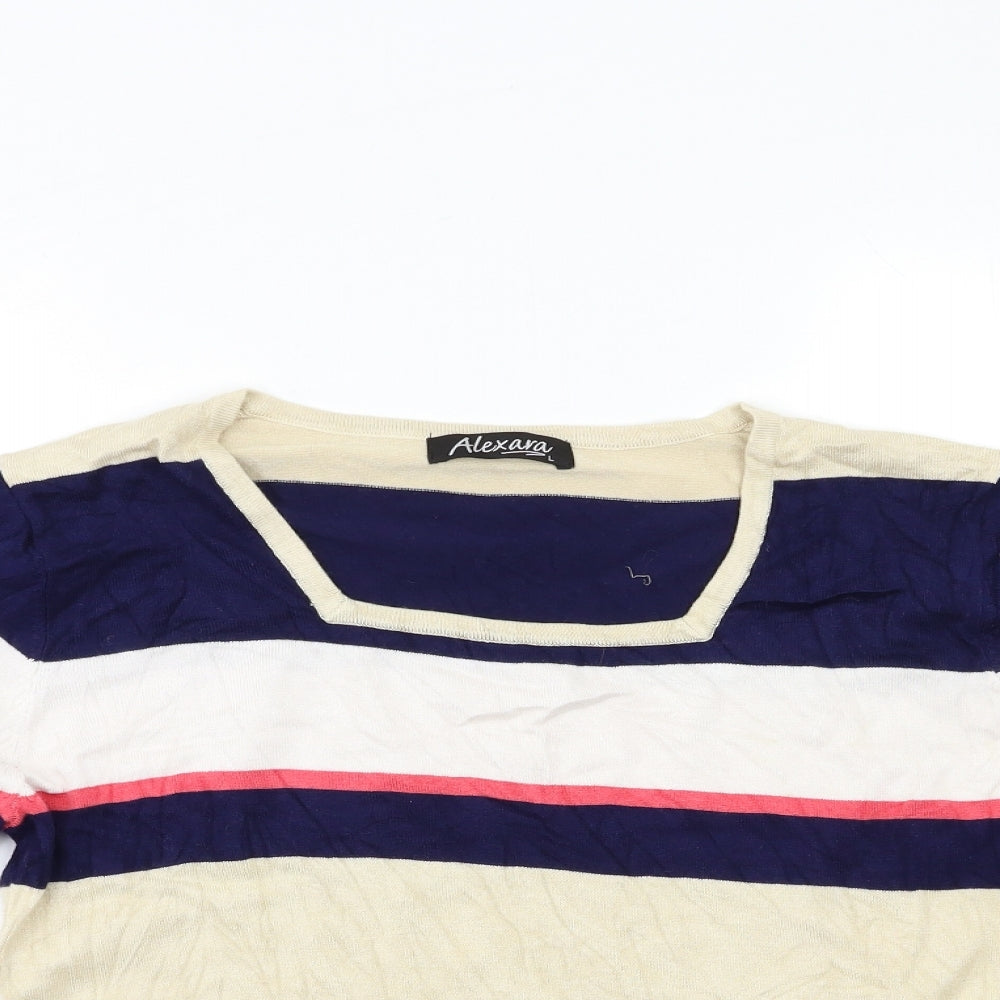 Alexara Womens Multicoloured Striped  Pullover Jumper Size L