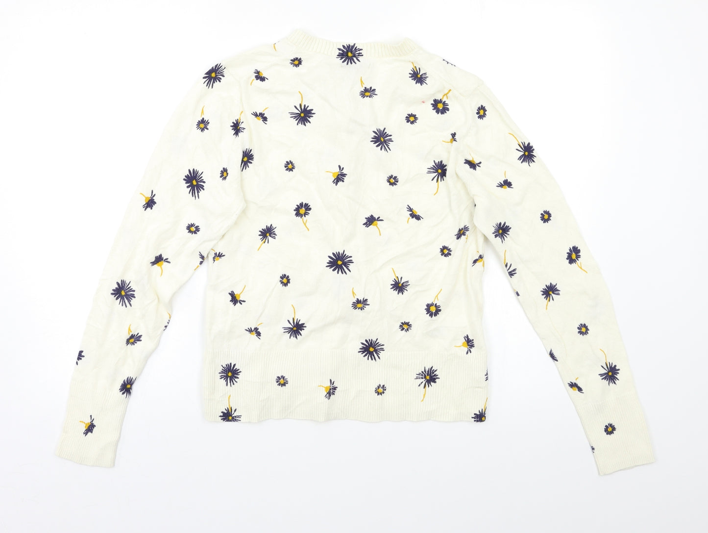 H&M Womens White Floral  Cardigan Jumper Size M