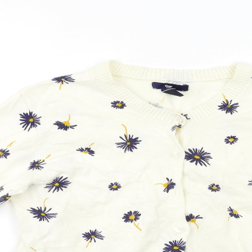 H&M Womens White Floral  Cardigan Jumper Size M
