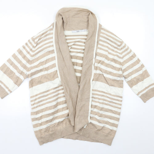 Isle Womens Beige Striped  Cardigan Jumper Size XL