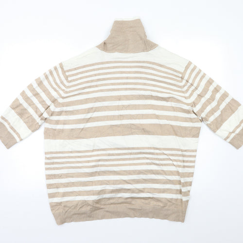 Isle Womens Beige Striped  Cardigan Jumper Size XL