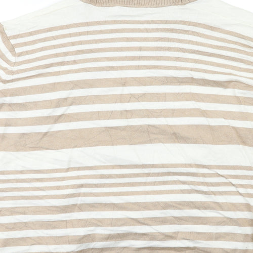 Isle Womens Beige Striped  Cardigan Jumper Size XL