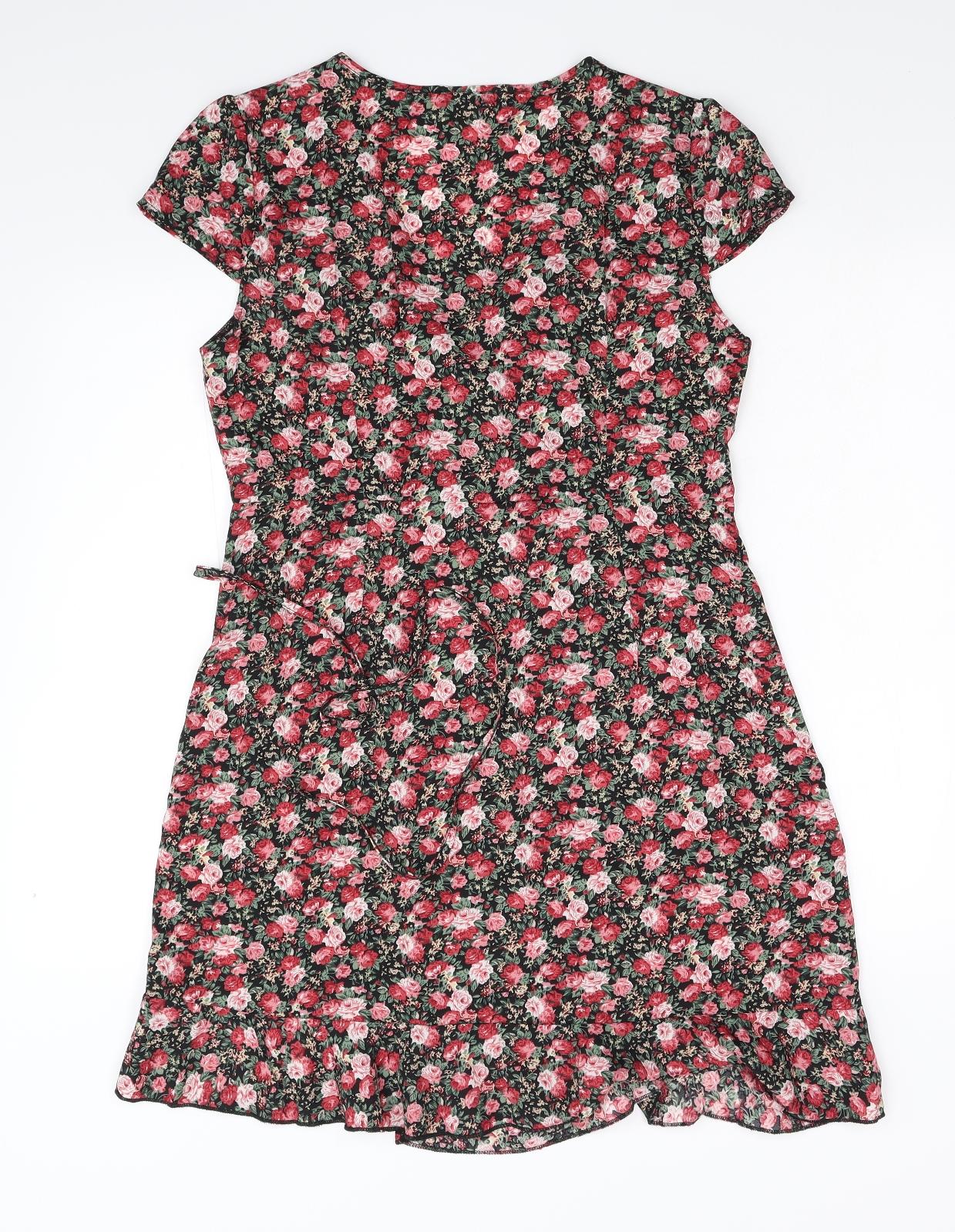SheIn Womens Multicoloured Floral  Wrap Dress  Size L