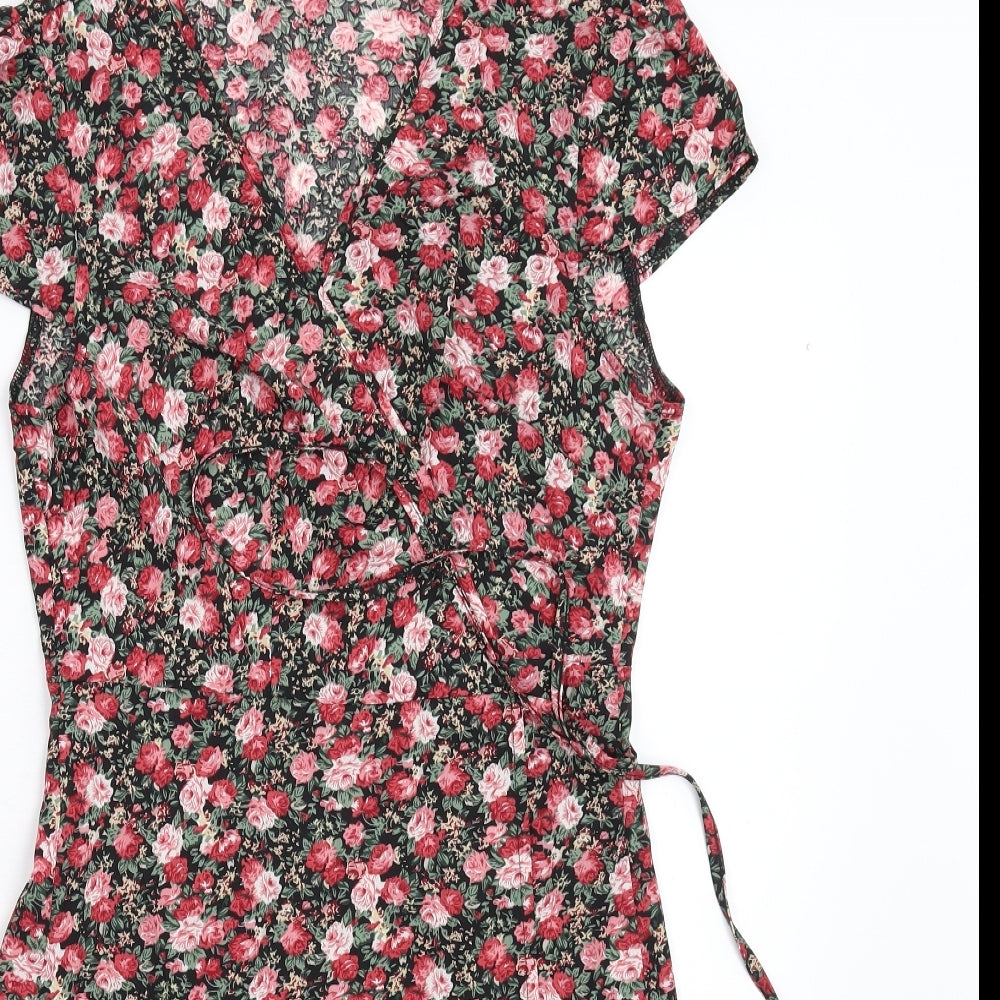 SheIn Womens Multicoloured Floral  Wrap Dress  Size L