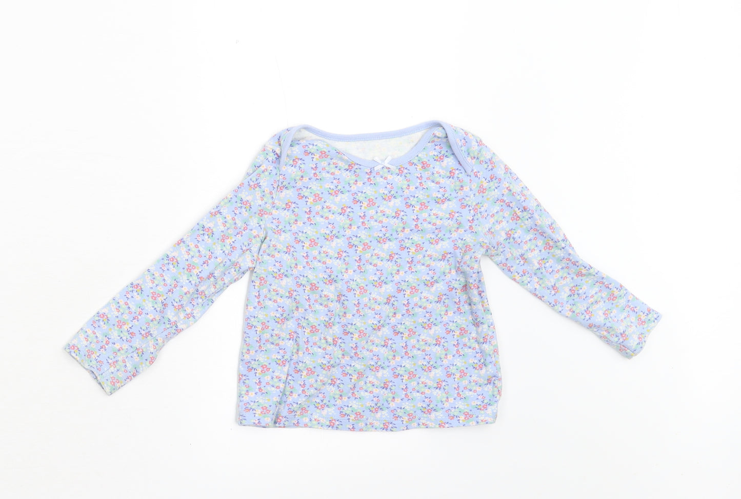 F&F Girls Blue Floral  Basic T-Shirt Size 18-24 Months