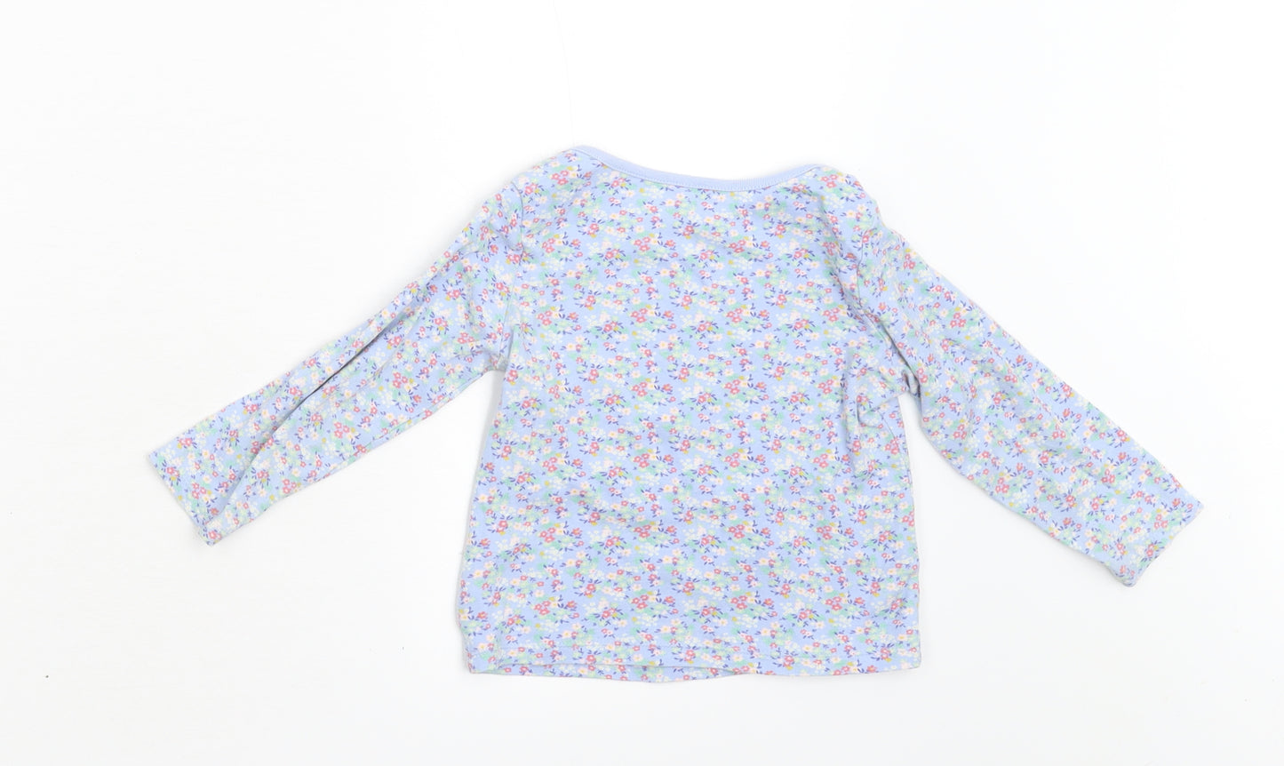 F&F Girls Blue Floral  Basic T-Shirt Size 18-24 Months