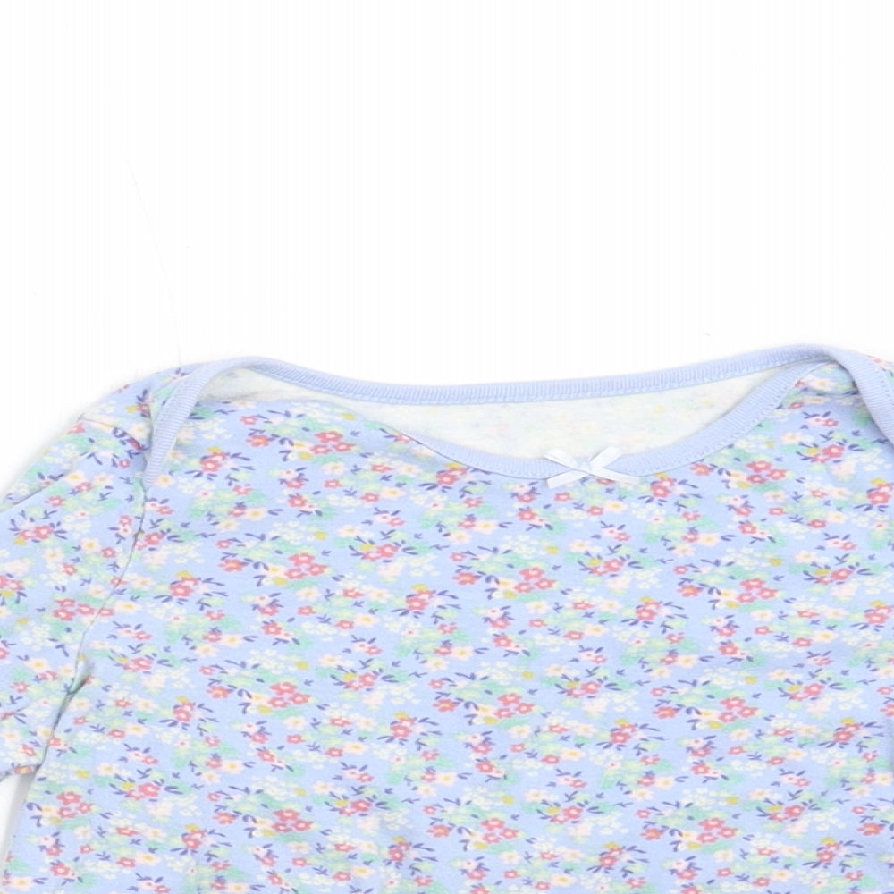 F&F Girls Blue Floral  Basic T-Shirt Size 18-24 Months