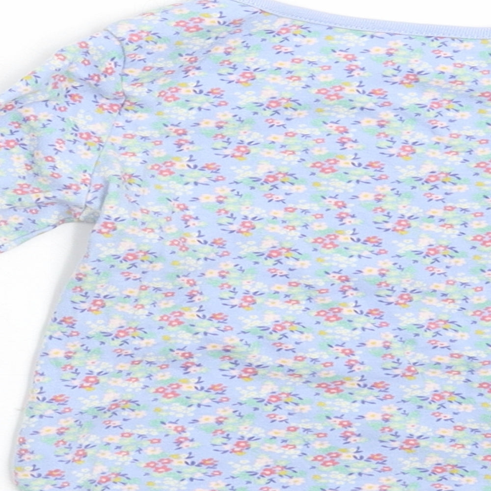 F&F Girls Blue Floral  Basic T-Shirt Size 18-24 Months