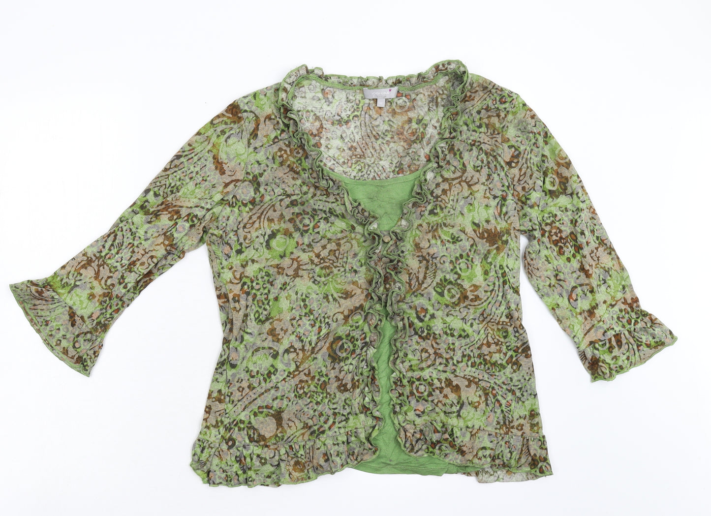 Per Una Womens Green Geometric  Basic T-Shirt Size 16