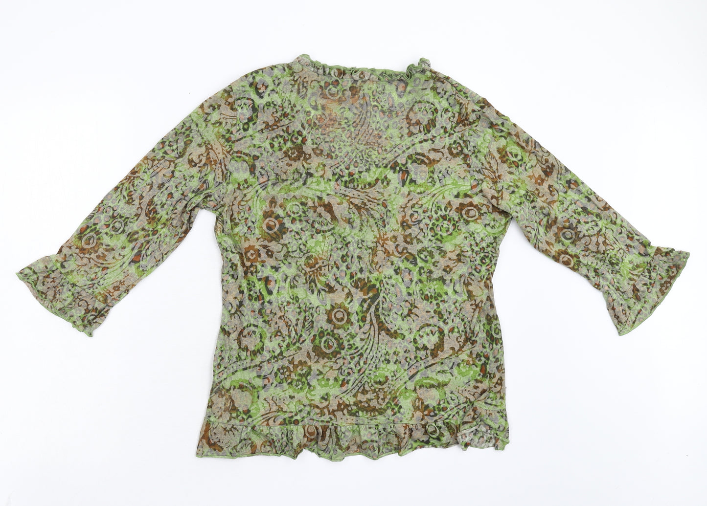 Per Una Womens Green Geometric  Basic T-Shirt Size 16