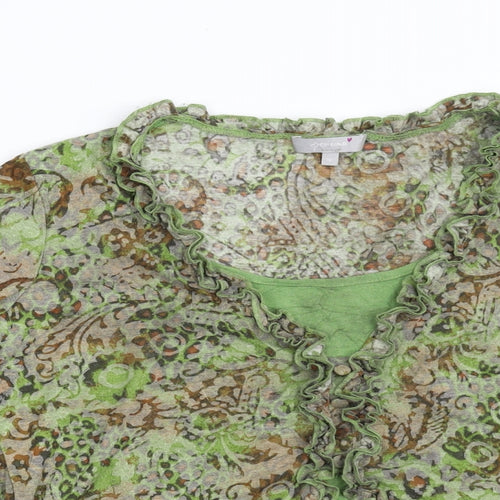 Per Una Womens Green Geometric  Basic T-Shirt Size 16