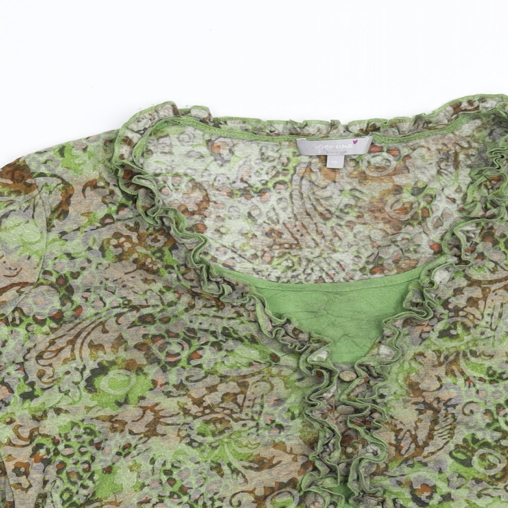 Per Una Womens Green Geometric  Basic T-Shirt Size 16