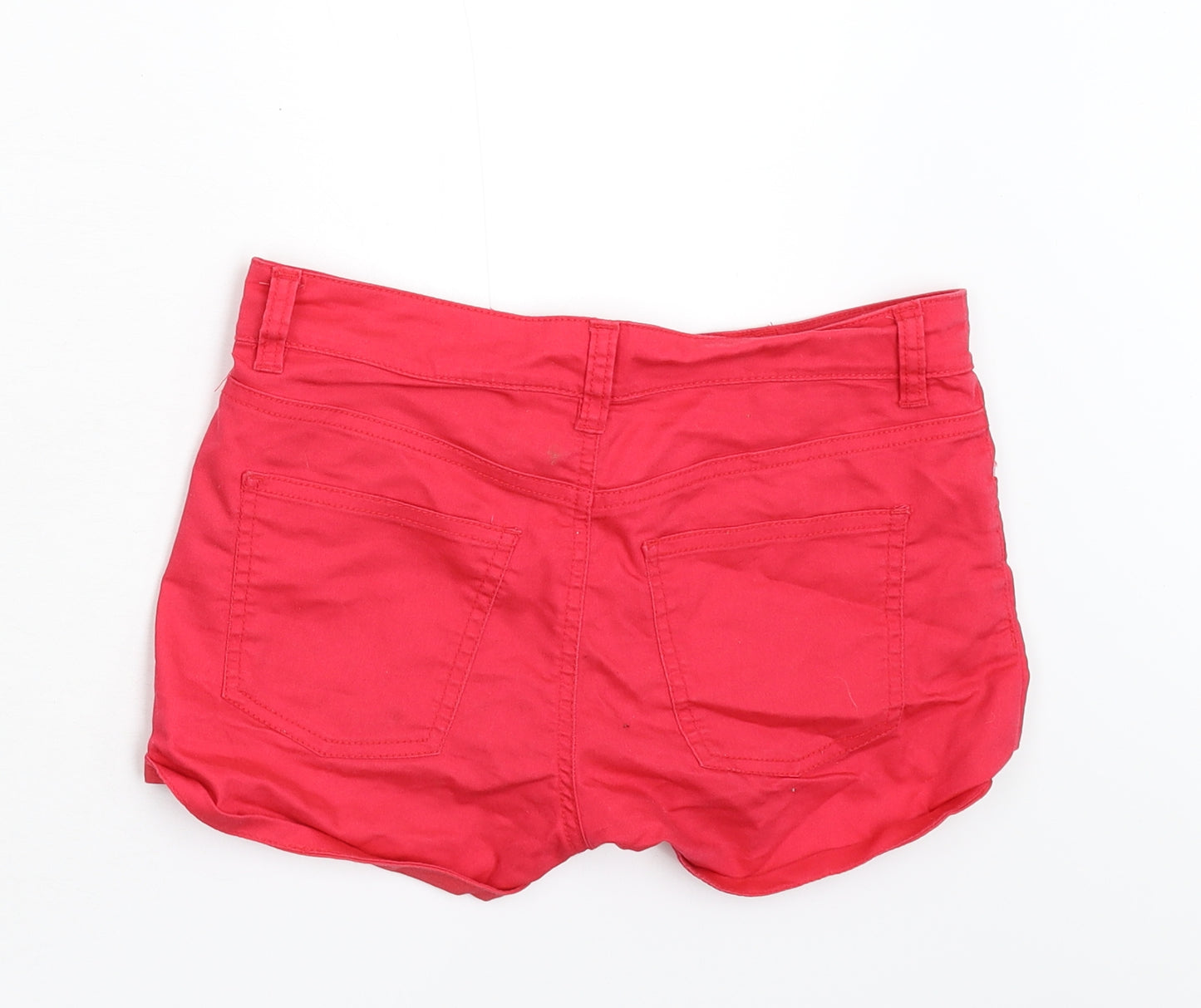 Divided Womens Red Batik Denim Hot Pants Shorts Size 8