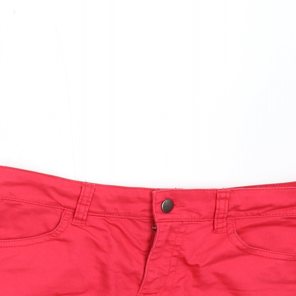Divided Womens Red Batik Denim Hot Pants Shorts Size 8