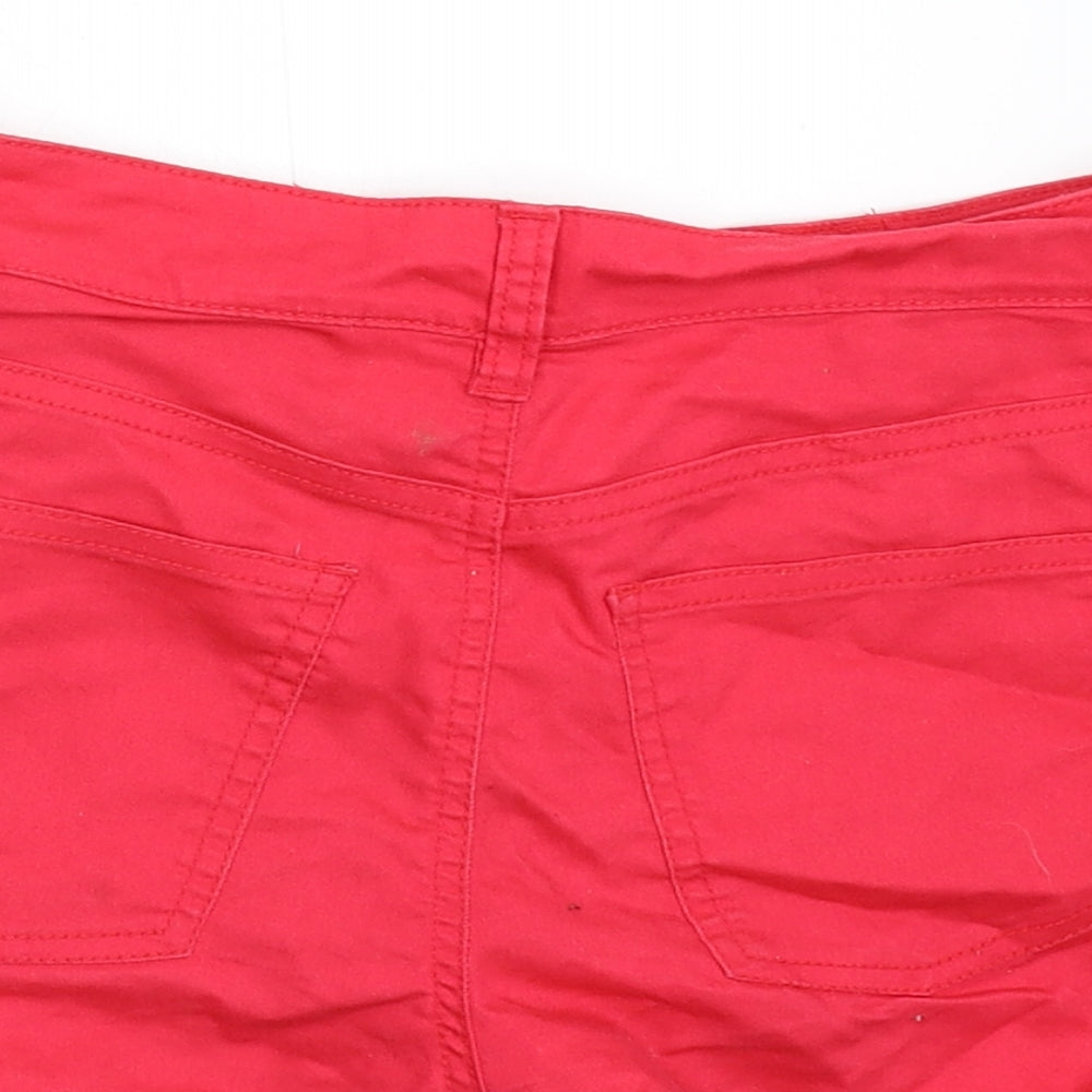 Divided Womens Red Batik Denim Hot Pants Shorts Size 8