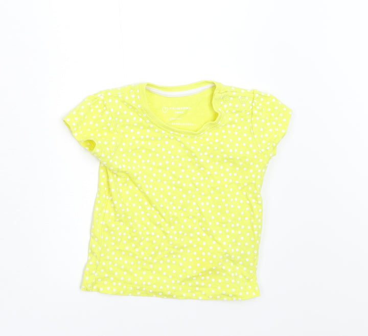 Primark Baby Yellow Polka Dot Basic T-Shirt Size 6-9 Months