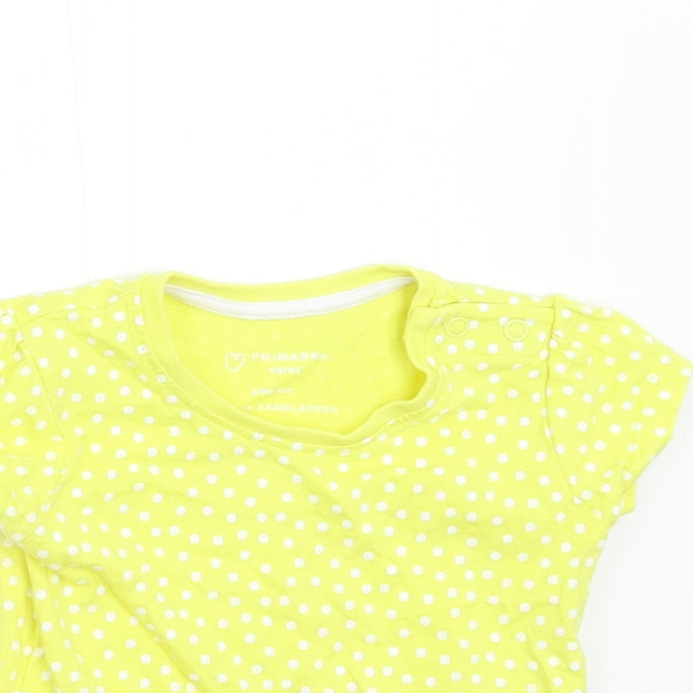 Primark Baby Yellow Polka Dot  Basic T-Shirt Size 6-9 Months