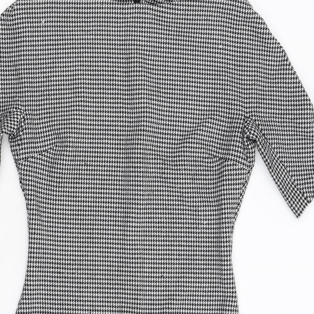 Zara Womens Multicoloured Houndstooth  Sheath  Size M