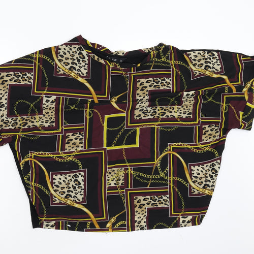 F&F Womens Black Geometric  Basic Blouse Size 12
