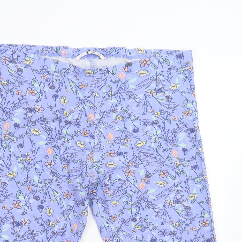 TU Womens Blue Floral  Sweat Shorts Size 20