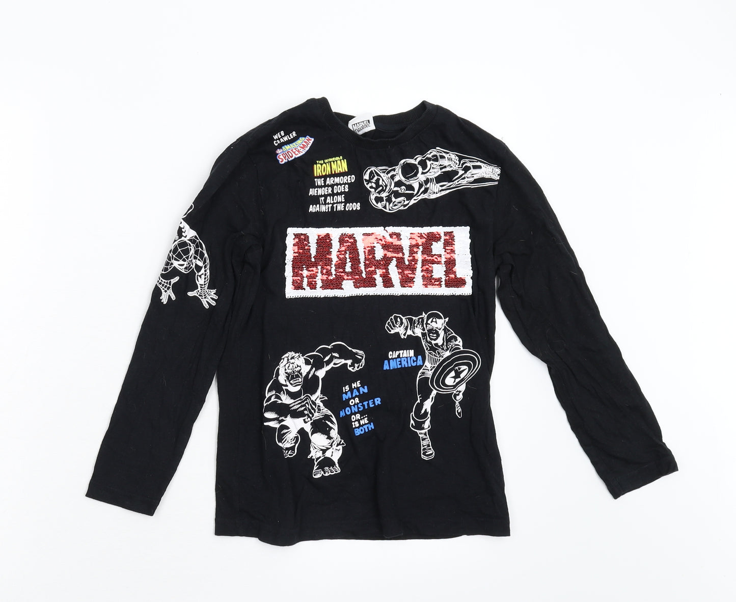 NEXT Boys Black   Basic T-Shirt Size 8 Years  - Marvel